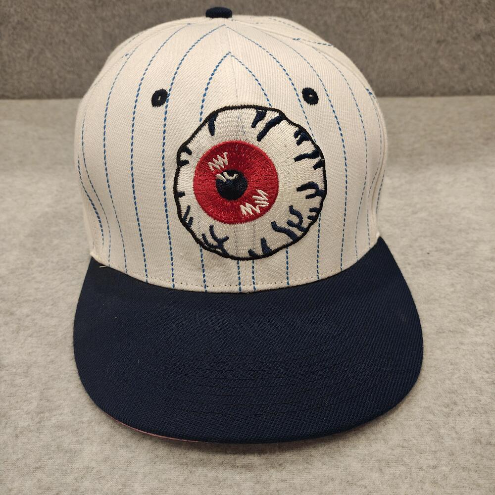Mishka New Era Keep Watch Eyeball Hat Snap Back White Pinstripe Graphic Horror